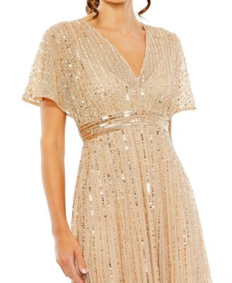 A Line Embellished Short Sleeve Dress