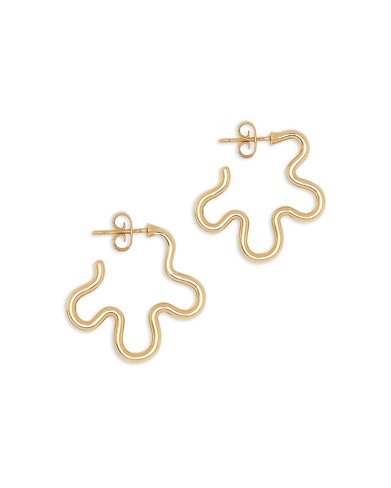 Bea Bongiasca 9k Yellow Gold Flower Funk Open Flower Mismatch Huggie Hoop Earrings In Gold