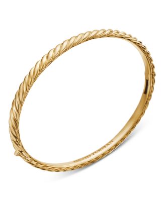 Sculpted Cable Bangle Bracelet in 18K Yellow Gold, 4.6mm