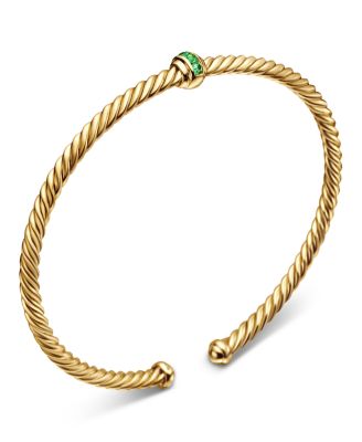 18K Yellow Gold Cable Classics Pav&eacute; Center Station Bracelet