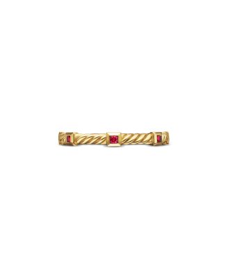 18K Yellow Gold Cable Sapphire Stack Band Ring