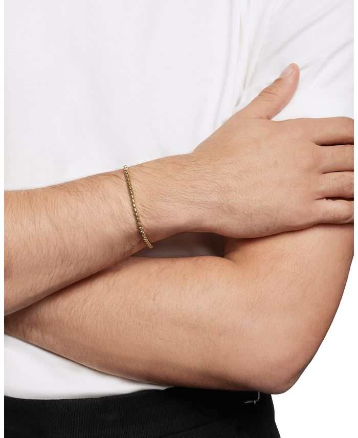 Men's 18K Gold Chain Box Flex Bracelet, 3.4mm