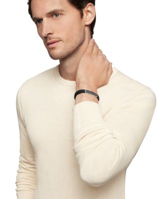 Men's Sterling Silver Streamline&reg; Black Diamond Pav&eacute; Black Rubber Bracelet