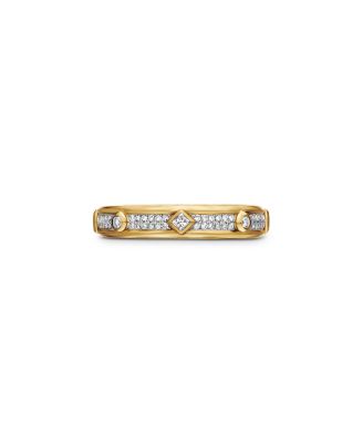 18K Yellow Gold Modern Renaissance Ring with Full Pav&eacute; Diamonds
