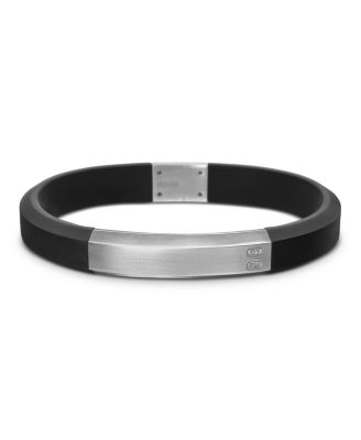 Men's Sterling Silver Streamline&reg; Black Rubber Statement Bracelet