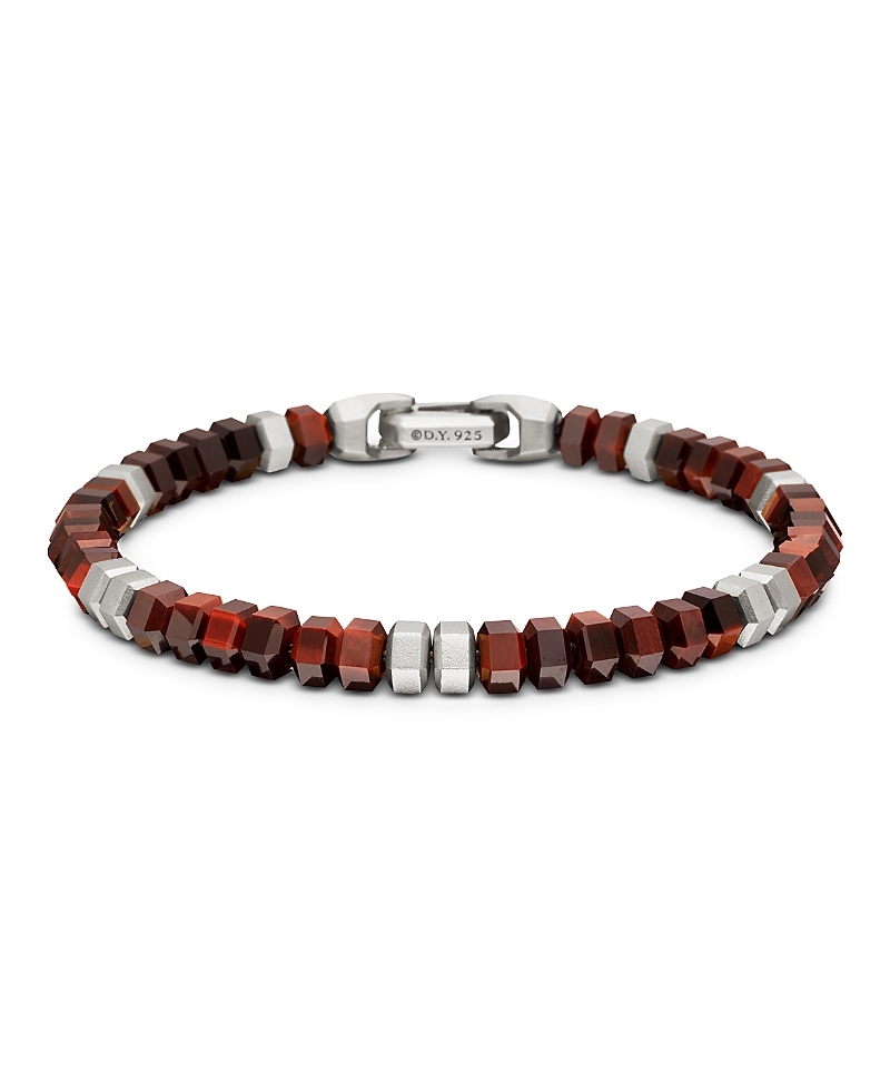 David Yurman Men's Hex Bead Bracelet in Sterling Silver with Red Tigers Eye, 6mm