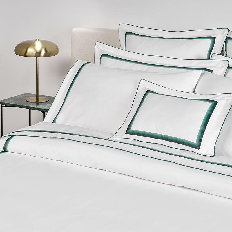 Amalia Home Collection Lagos Sateen Boudoir Sham - Exclusive In White/esmerald