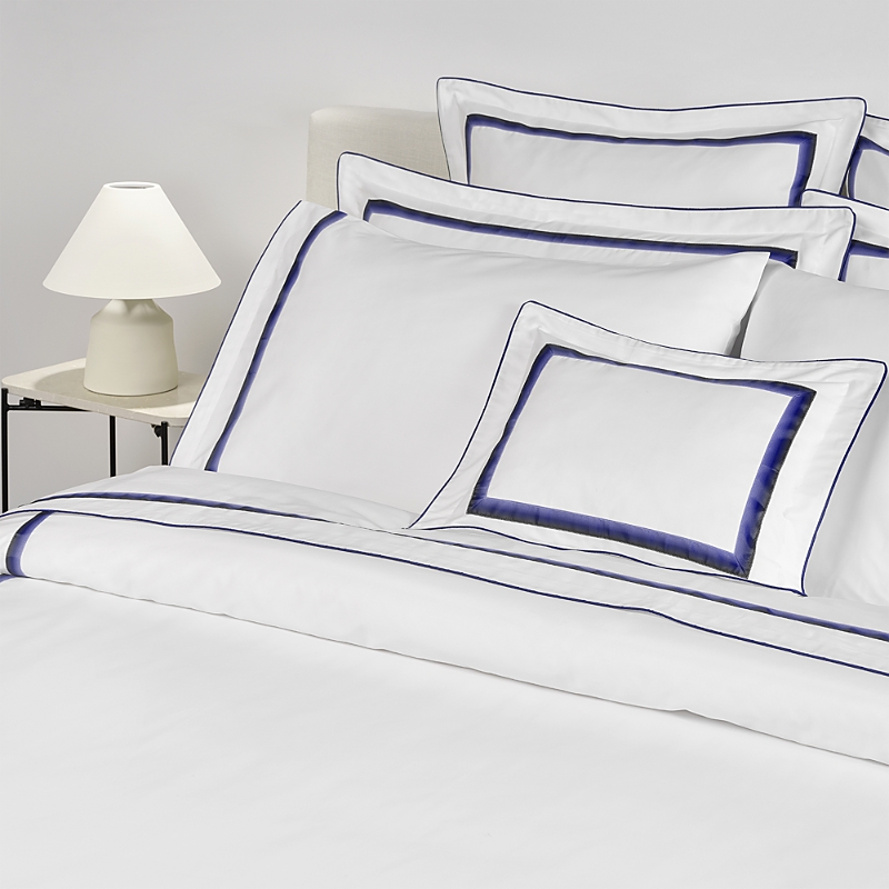 Amalia Home Collection Lagos Sateen Boudoir Sham - Exclusive In White/navy