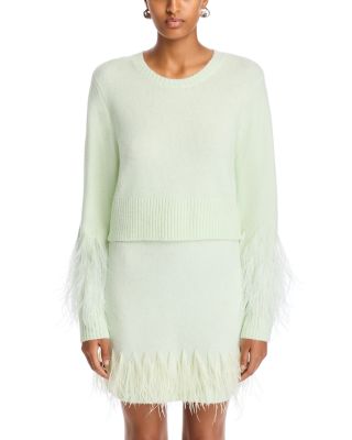 Briana Feather Trim Crewneck Sweater