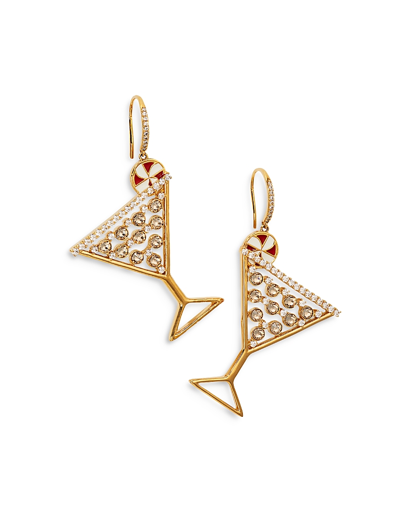 Nadri Holi-daze Cubic Zirconia Peppermint Cosmo Drop Earrings In 18k Gold Plated In Gold