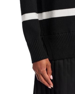 Striped Long Sleeve Mixed Media Dress - Exclusive