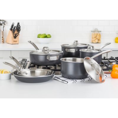 Hard Anodized 10 Pc Cookware Set with Stainless Steel Interior