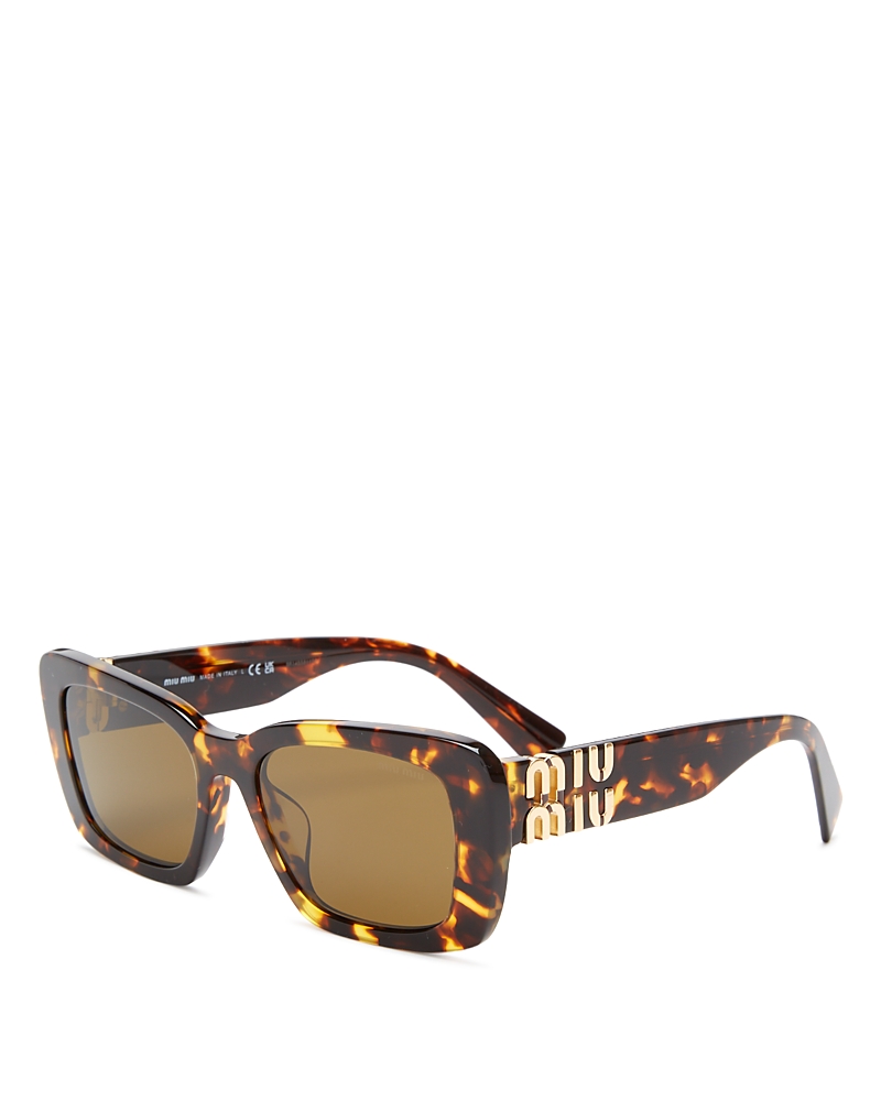 Miu Miu Rectangle Sunglasses, 53mm In Blonde Havana