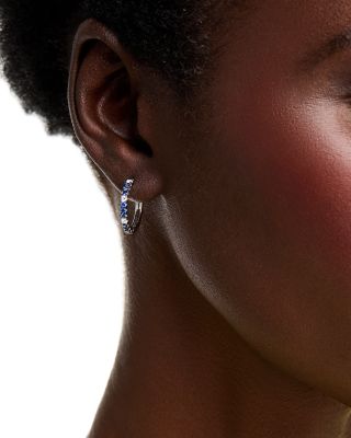 14K White Gold Hoop Earrings with Sapphires & Diamonds