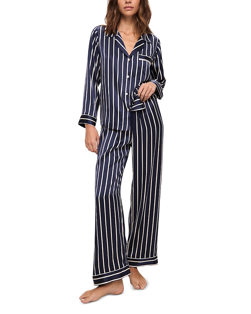EBERJEY INEZ PRINTED WASHABLE SILK LONG PAJAMA SET