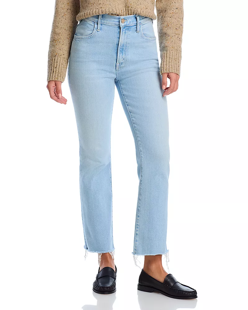 Mother Petites Lil' Hustler High Rise Cropped Flared Jeans in Ball in Your Court
