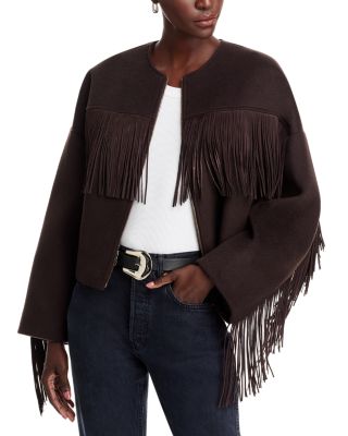 Frame Mixed Media Fringe Jacket