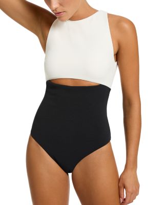 High Neck Cut Out One Piece Swimsuit