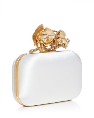 Cloud Satin Flower Jewel Clutch