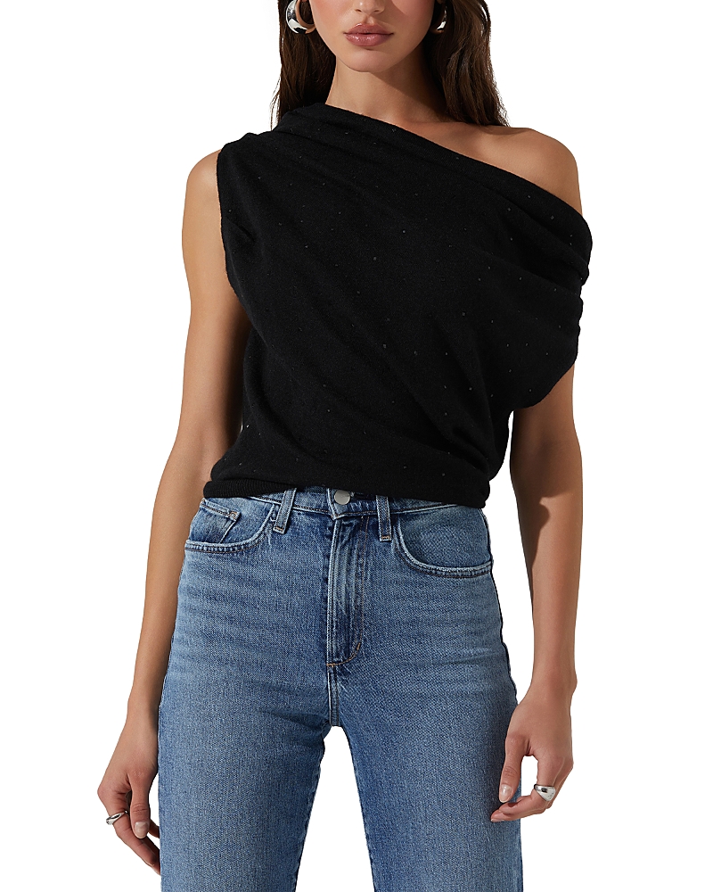 Astr The Label Dezina One Shoulder Sweater In Black