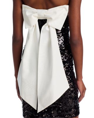 Alice and Olivia Sibella Sequin Bow Strapless Dress