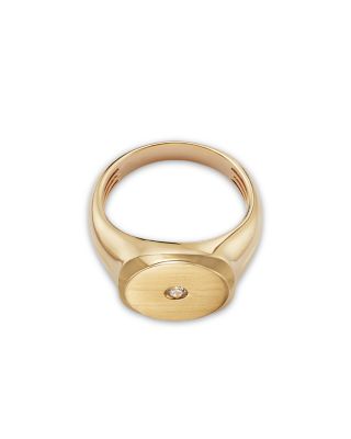 Diamond Men's Bezel Textured Signet Ring in 14K Yellow Gold, 0.10 tcw