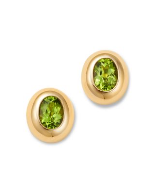 Bloomingdale's Fine Collection - Peridot Polished Bezel Oval Stud Earrings in 14K Yellow Gold
