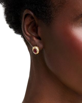 Rhodolite Oval Stud Earrings in 14K Yellow Gold