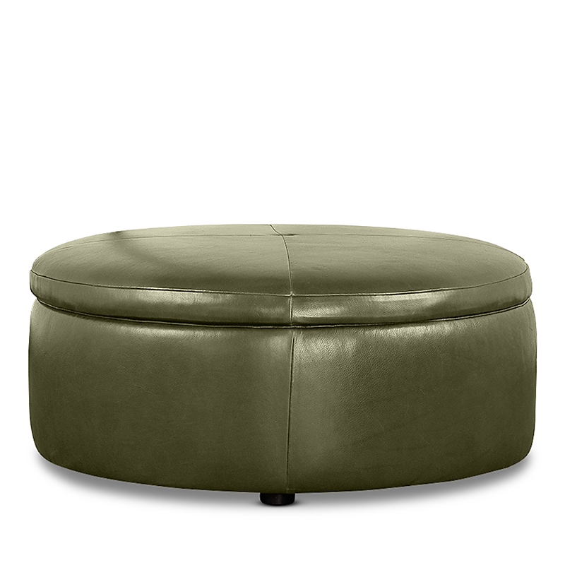 Bloomingdale's Alta Large Round Storage Ottoman, In Leather In Brighton Everglade