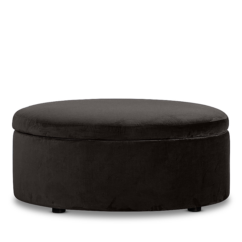 Bloomingdale's Alta Large Round Storage Ottoman, In Fabric In Monaco Coal