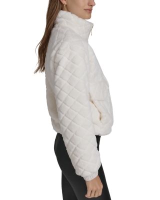 Quilted Faux Fur Bomber Jacket  