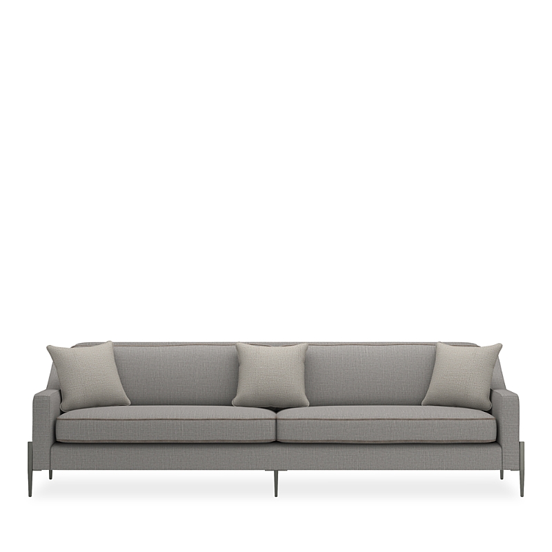 Caracole Remix Sofa, 110 In Smoked Stainless/khaki Tweed