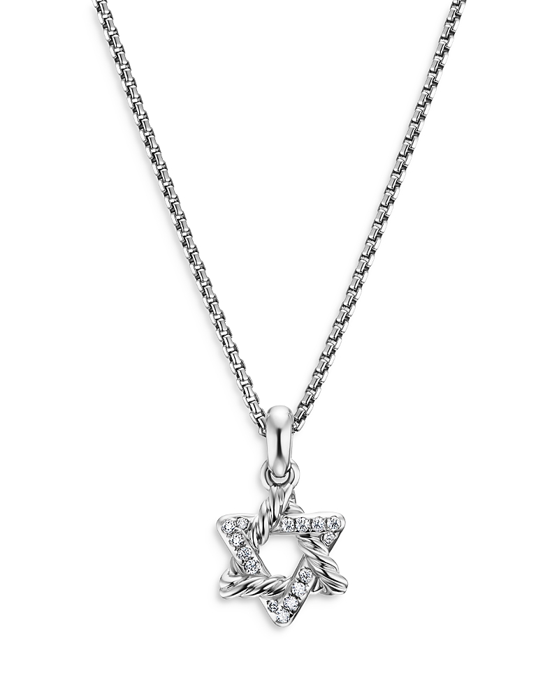 David Yurman Star of David Pendant Necklace in Sterling Silver with Diamonds, 9.6mm