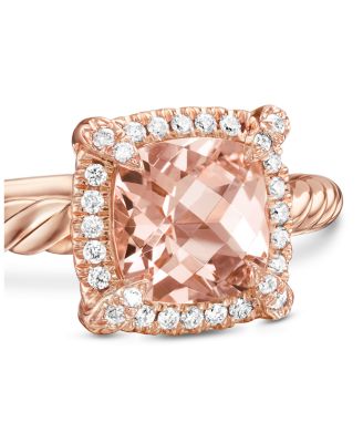 Petite Ch&acirc;telaine&reg; Pav&eacute; Bezel Ring in 18K Rose Gold with Morganite