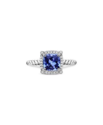 David Yurman - 18K White Gold Petite Chatelaine&reg; Tanzanite & Diamond Ring