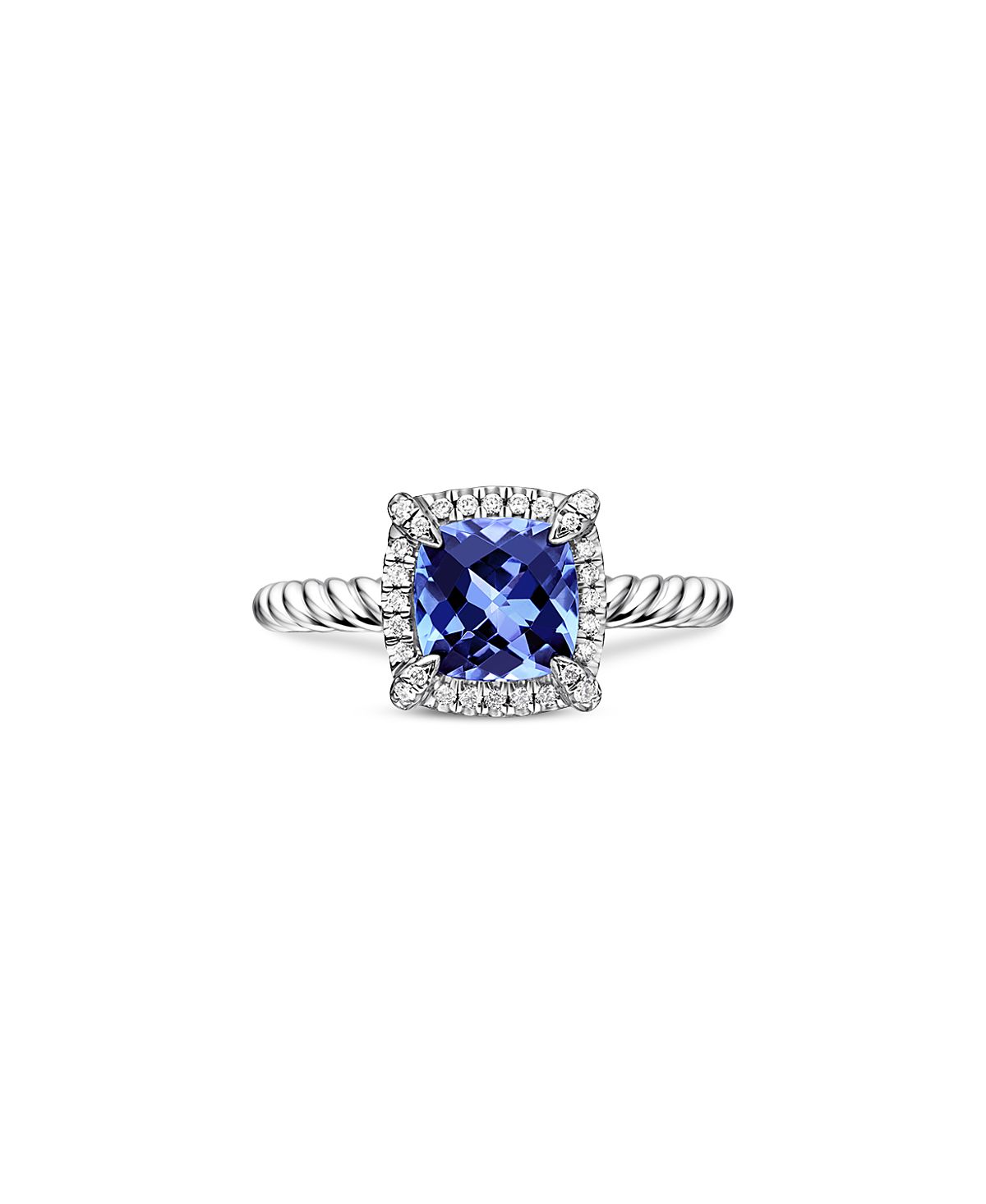 David Yurman 18K White Gold Petite Chatelaine Tanzanite & Diamond Ring