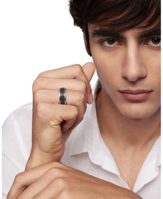 Men's Streamline&reg; Three-Row Band Ring with Black Diamonds