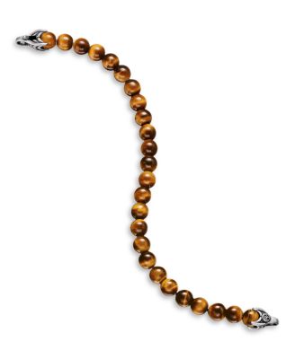 Men's Spiritual Beads Bracelet in Sterling Silver with Tigers Eye, 8mm