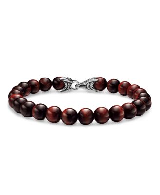 David Yurman - Men's Spiritual Beads Bracelet in Sterling Silver with Red Tigers Eye, 8mm