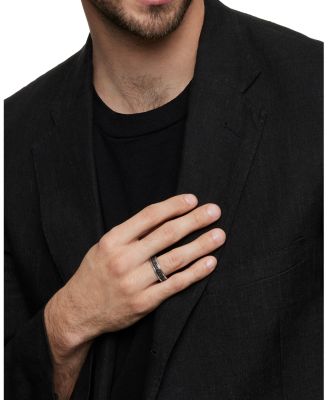 Men's Streamline&reg; Two Row Band Ring in Sterling Silver with Black Diamonds, 6.5mm