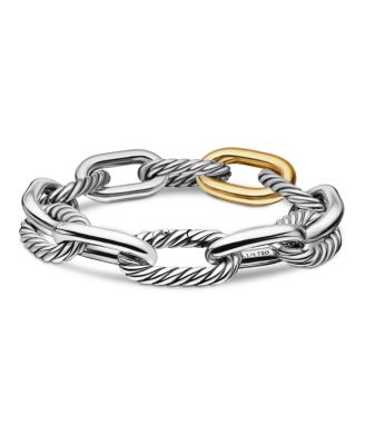 David Yurman Dy Madison Chain Bracelet in Sterling Silver with 18K Yellow Gold, 13.5mm