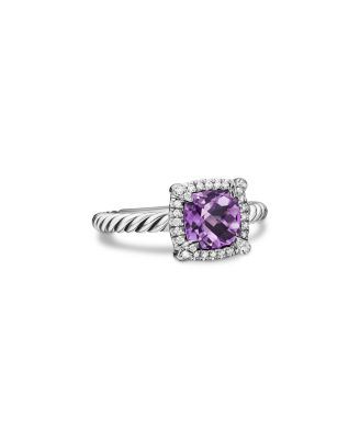 Sterling Silver Petite Chatelaine&reg; Ring with Amethyst & Diamonds - Exclusive