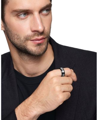 Men's Black & Gray Titanium 8.5mm Beveled Band