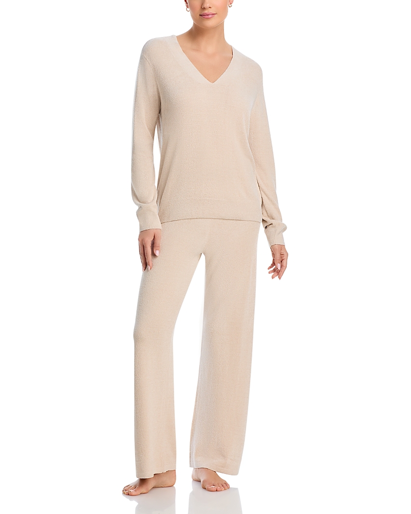 Barefoot Dreams Cozychic Ultra Lite V Neck Pajama Set In Stone