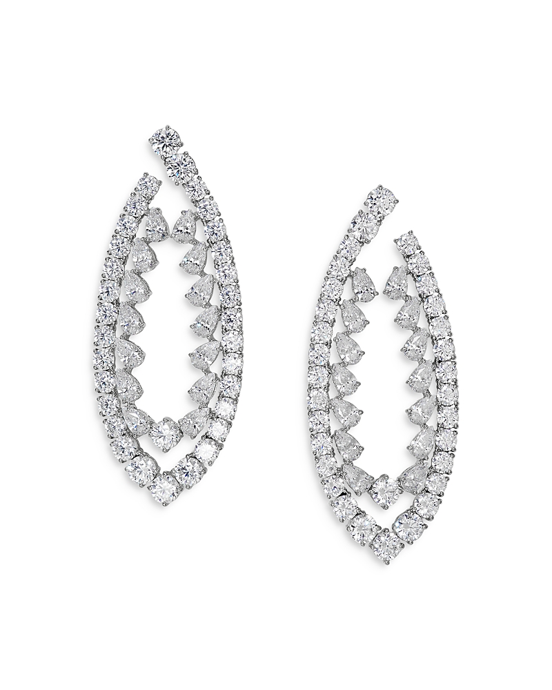 Nadri Starlet Stone Drop Front To Back Earrings In Silver