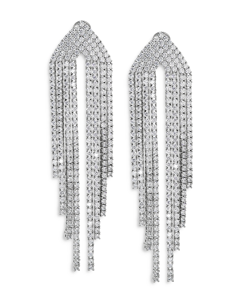 Nadri Starlet Cascading Stone Statement Earrings In Silver