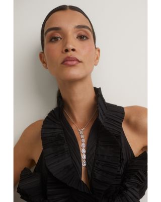 Radiant Cubic Zirconia Halo Lariat Necklace, 15"-18"