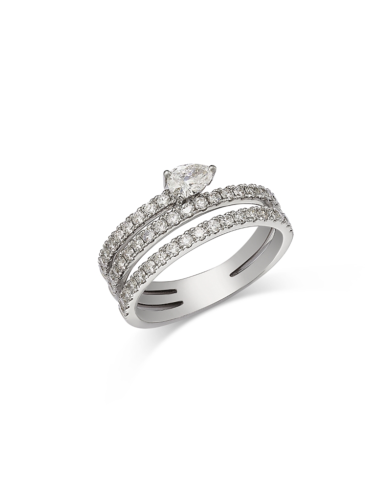Bloomingdale's Fine Collection Diamond Multi-row Ring In 14k White Gold, 0.86 Ct. T. W. In White