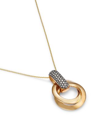 Diamond Double Circle Necklace in 14K Yellow Gold, 0.45 tcw