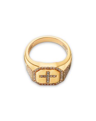 Men's Diamond Statement Ring in 14K Yellow Gold, 0.50 tcw